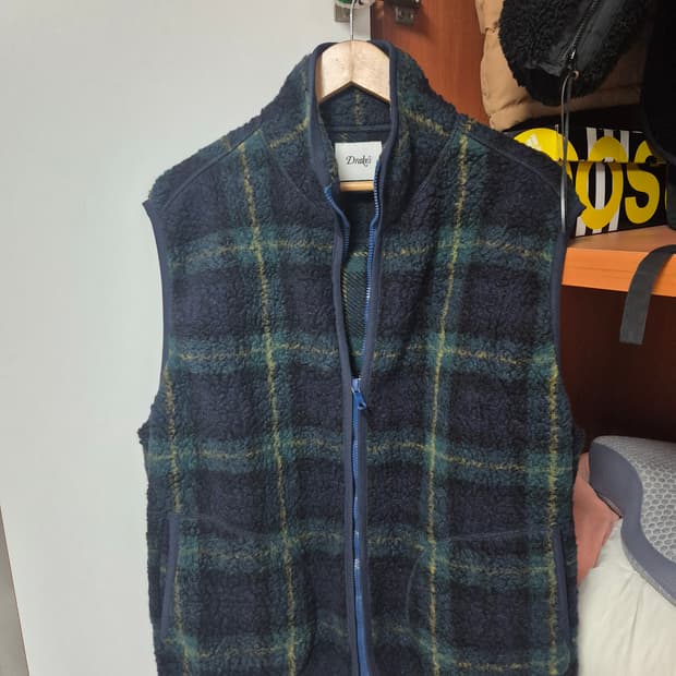 드레익스 존스톤 체크 부클 플리스 베스트 xl