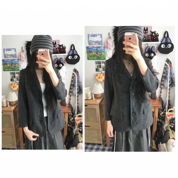 vintage wool blazer jacket charcoal