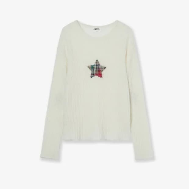 aeae 스타 니트 SHEER APPLIQUE KNIT [IVORY]