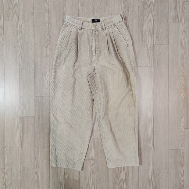 하레 카멜 핀턱 코듀로이 팬츠