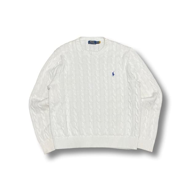 [XL] 폴로 랄프로렌 꽈배기 케이블 빈티지 니트 화이트