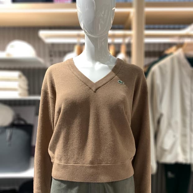 새상품) 라코스테 울100 브이넥 니트 브라운