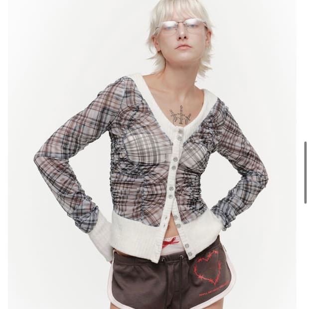 2000아카이브스 매쉬 가디건 그레이