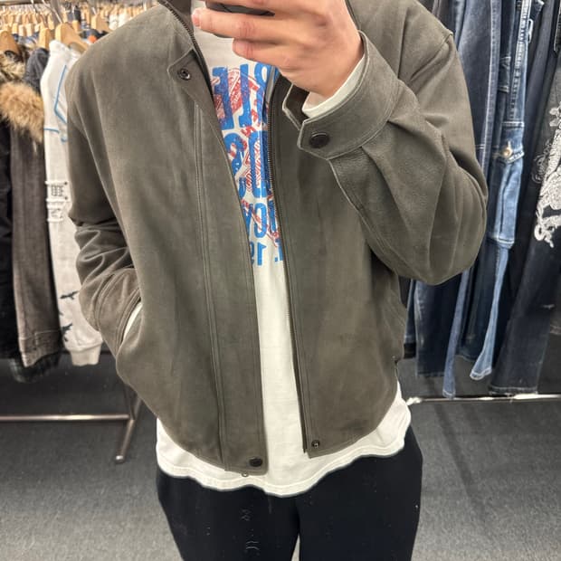 L)Partina 빈티지 스웨이드 레더 가죽 헤링턴 자켓