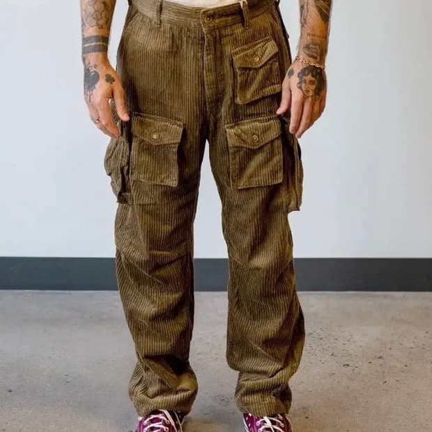 엔가 코듀로이 FA팬츠 카키 S (31~32)