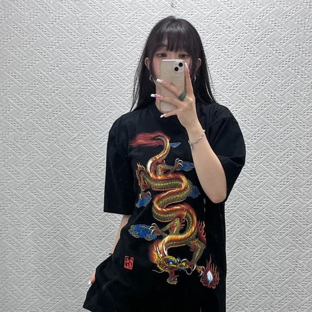 마이클 오리엔탈 스트릿 펑크 빈티지 드래곤 반팔티 XL C13495