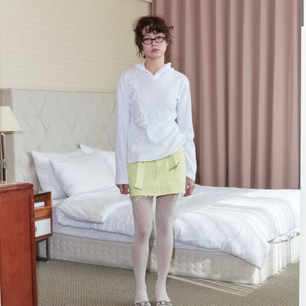 영마일웨어 flower knit slim hoodie 슬리 후디