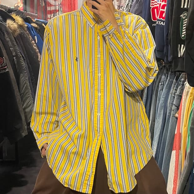 [IM] Polo 폴로 옐로우 스트라이프 긴팔셔츠