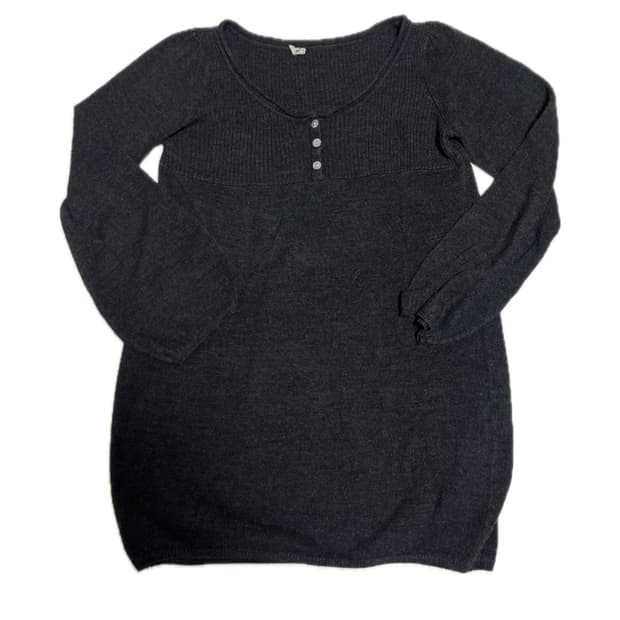 Vintage Charcoal Button Knit Dress