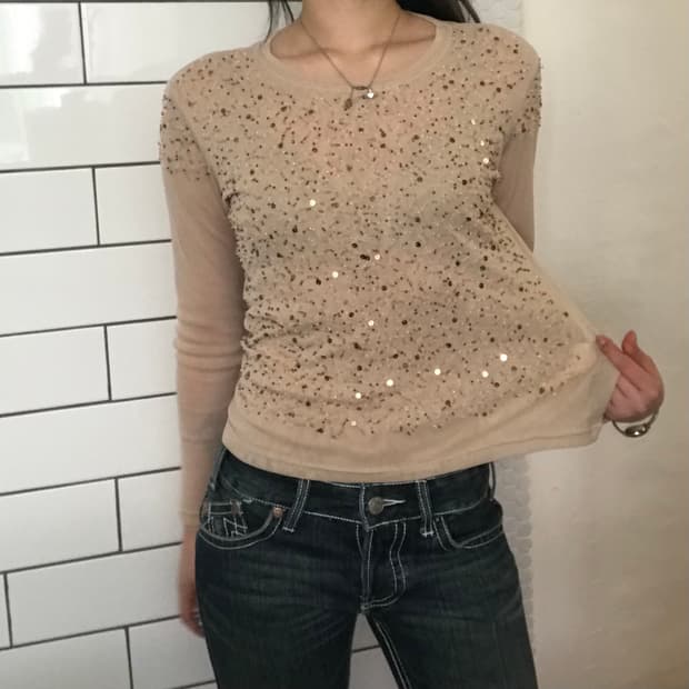 빈티지 스팽글 시스루 탑