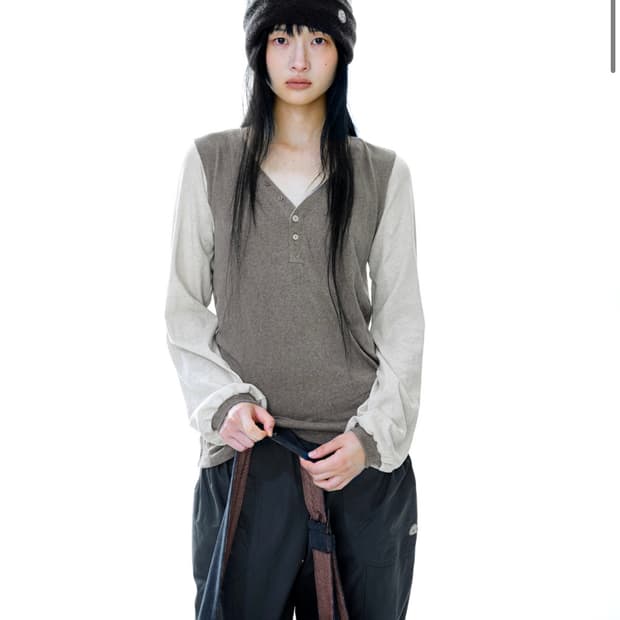 코이세이오 스너그 버튼 롱슬리브 브라운