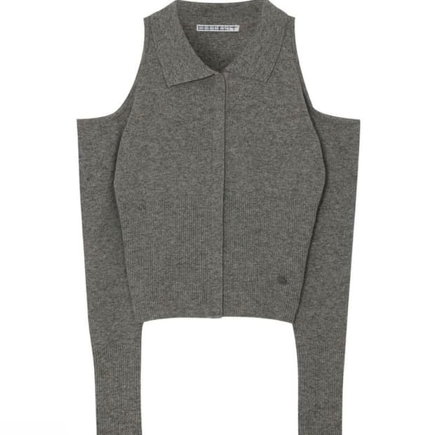 보헤미안서울 숄더 홀 니트 스톤그레이