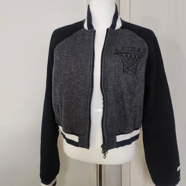 아디다스 농구 로고 모직 바시티자켓