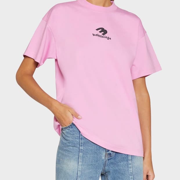 발렌시아가 핸드 드로잉 로고 반팔