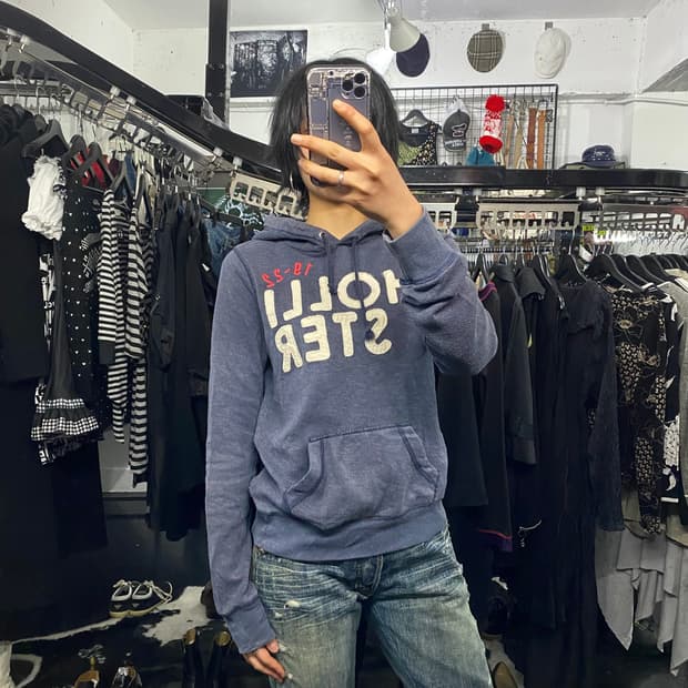 Hollister 레터링 네이비 후드