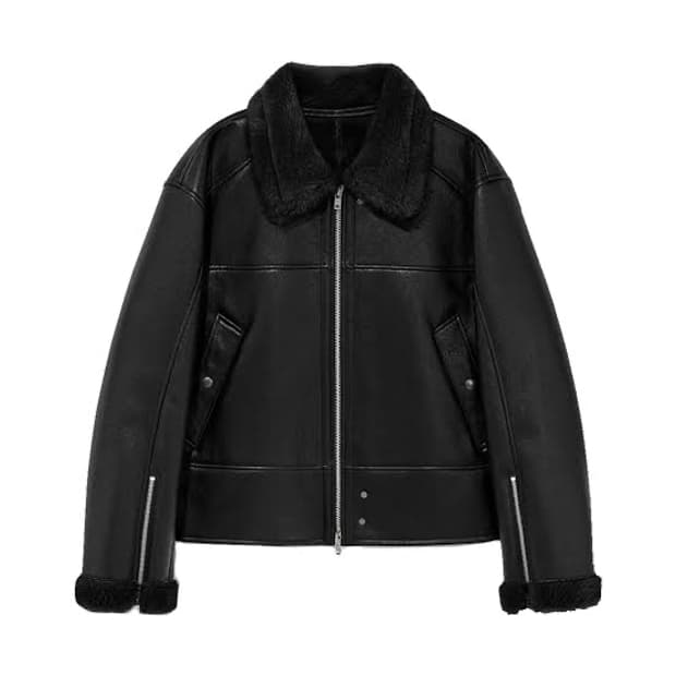 알렌느 / 3d 시어링 크롭 무스탕 자켓 블랙 / 2