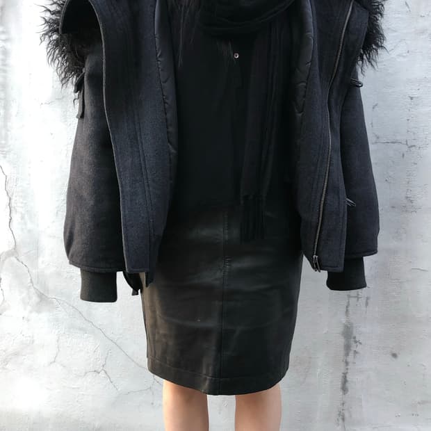 리얼 레더 스커트 