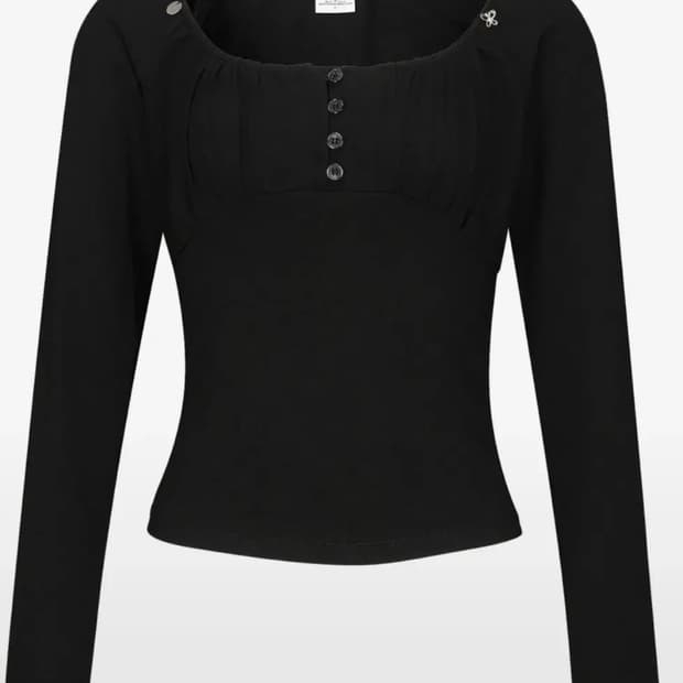 플라즈마 스페어 BIJOU T-SHIRT IN BLACK(셔링 티셔츠)