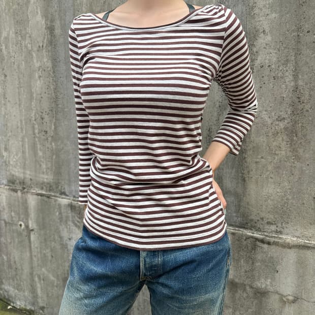 Stussy Girl line stripe 3-quarter sleeve