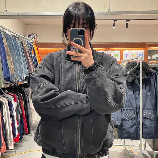 에잇세컨즈 오버핏 투웨이 흑청 블루종 자켓 