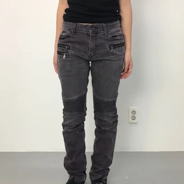 SCHRISSEL Zip Detail Slim Denim Pants