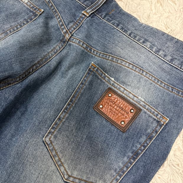 [50] 돌체앤가바나 가죽패치 워싱데님 청바지