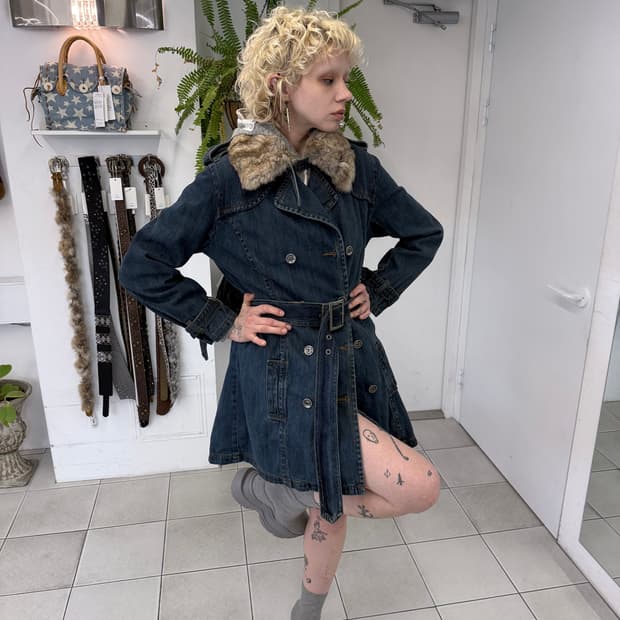 denim double coat