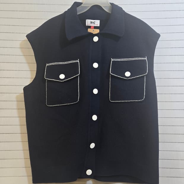 WAAC 여성 니트 베스트 네이비