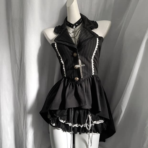 Axes femme vest 엑시즈팜 공겜여주 고스 다크 로맨틱 베스트
