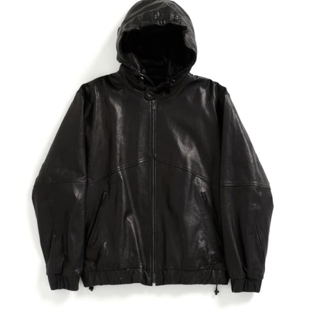 해칭룸 램스킨 레더 자켓 후드 블랙 (2)
