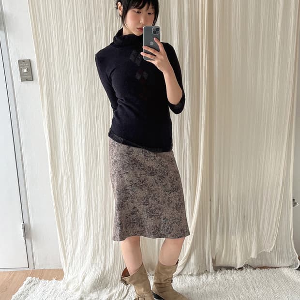 vintage argyle turtleneck knit top