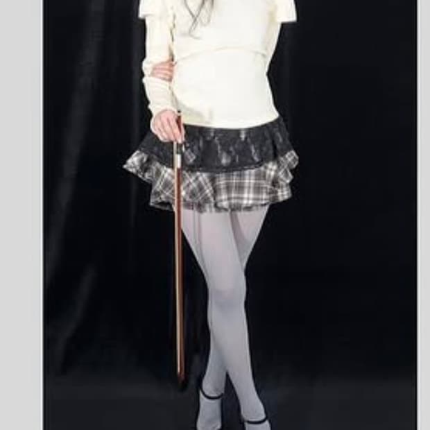 샵페어리 프릴 체크 스커트 팬츠