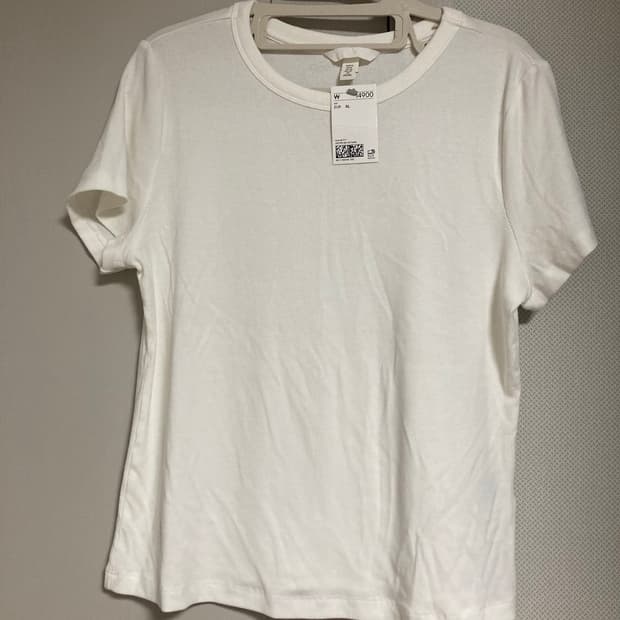 H&m 리브드 모달 블렌드 티셔츠 화이트 XL