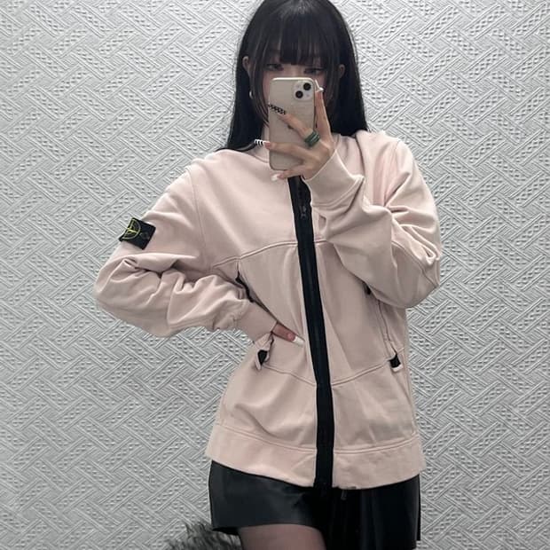 스톤 아일랜드 멀티포켓 트러커 딸기우유 핑크 집업 자켓 95 C10219