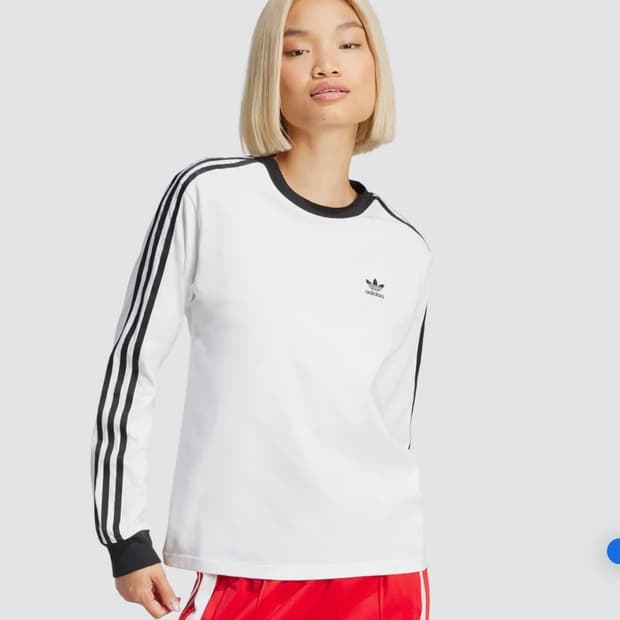 아디다스 3S 레귤러 긴팔 티 -화이트