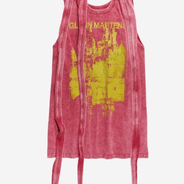 H&M x 글렌 마틴스 타이 디테일 미니 드레스 레드 xs