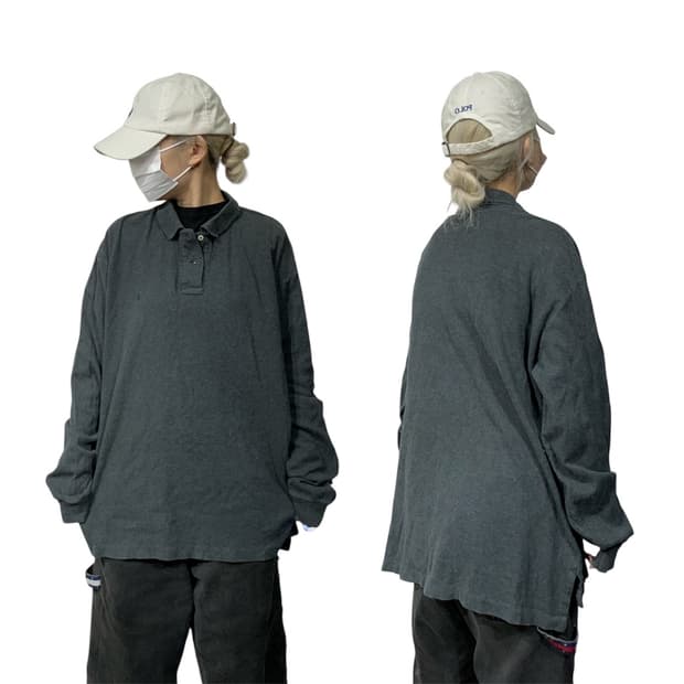 폴로 랄프 로렌 차콜 오버핏 카라 긴팔티 XL