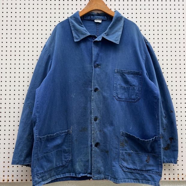 OLD VINTAGE HARD FADED HBT 헤링본트윌워크자켓
