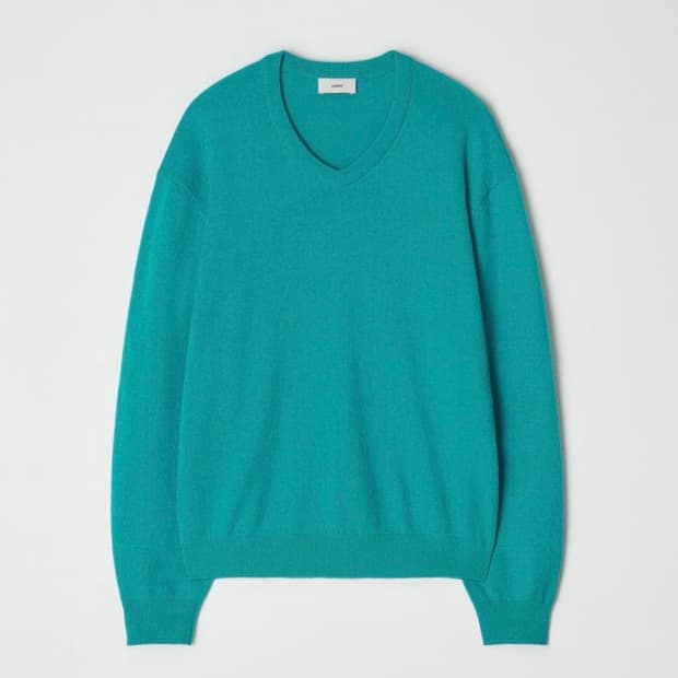 [L] 파세르 릴렉스 크롭 브이넥 니트 터쿼이즈 터콰이즈