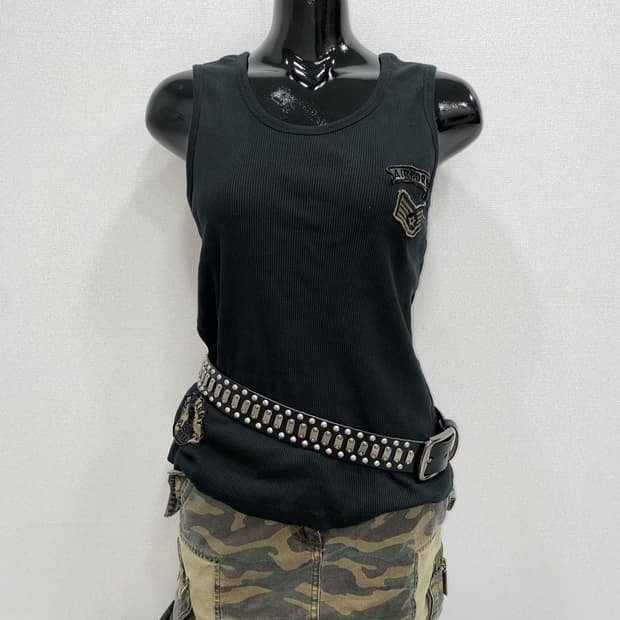 Military Patch Ribbed Tank Top