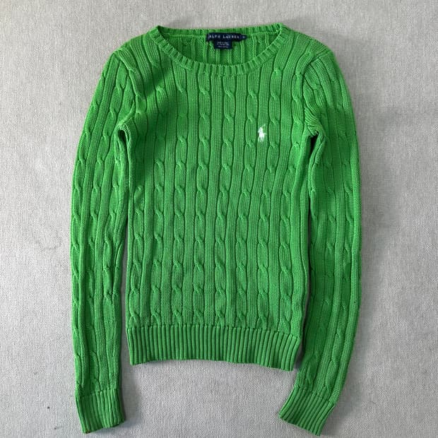 W 90 폴로랄프로렌 꽈배기 그린 니트