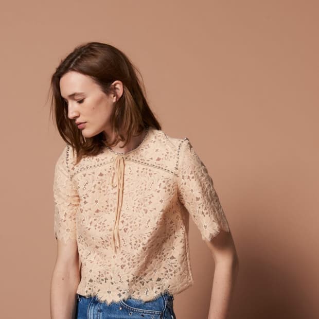 산드로(sandro) 쥬얼리 레이스블라우스 55-66