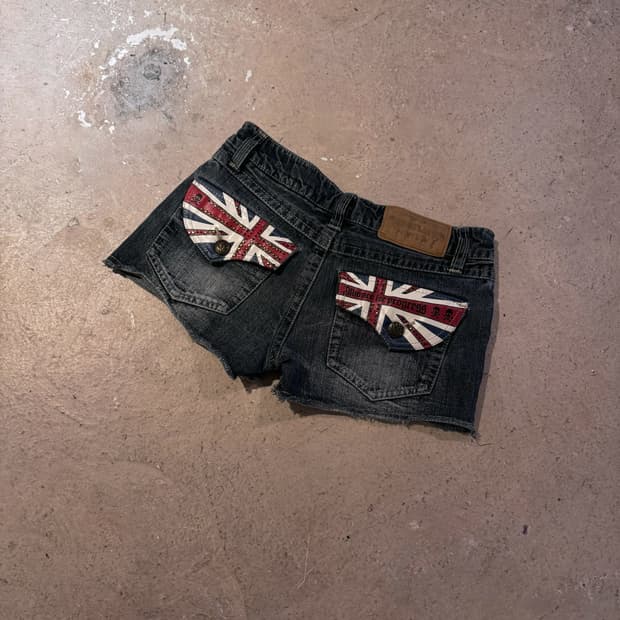CORNFLAKE 유니온잭 데님 숏츠