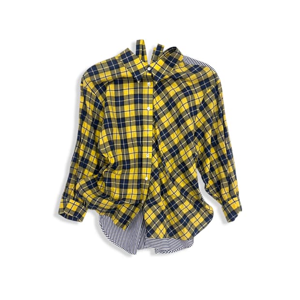 Back Ribbon Two Pattern Shirt