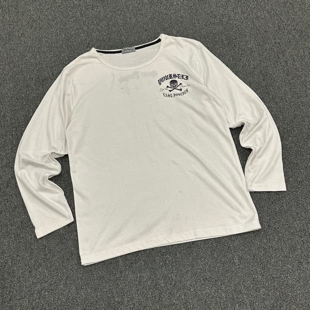 2L)Japanese vintage 여성 스컬 자수 화이트 롱슬리브