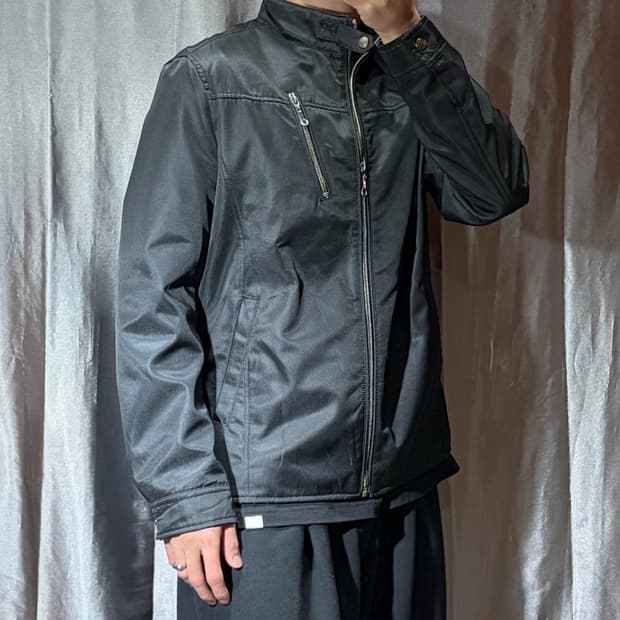 L Japan 사선포켓 절개 나일론 블루종