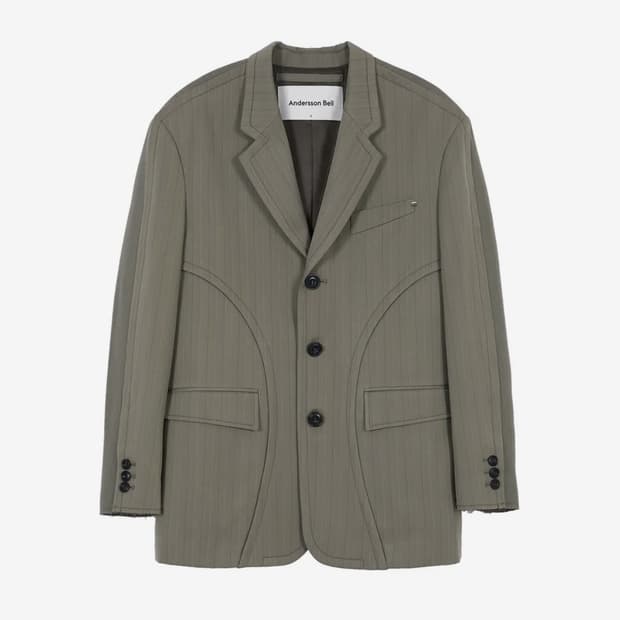 토템21 콘트라스트 울 쟈켓 awa382m(BEIGE STRIPE) L