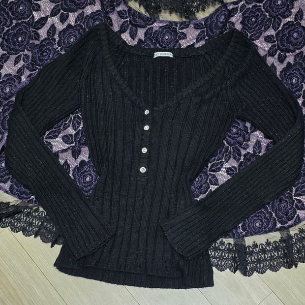 Sky Bomber 일본빈티지) 블랙 고스시크st 나나깔로맨틱 v넥 니트