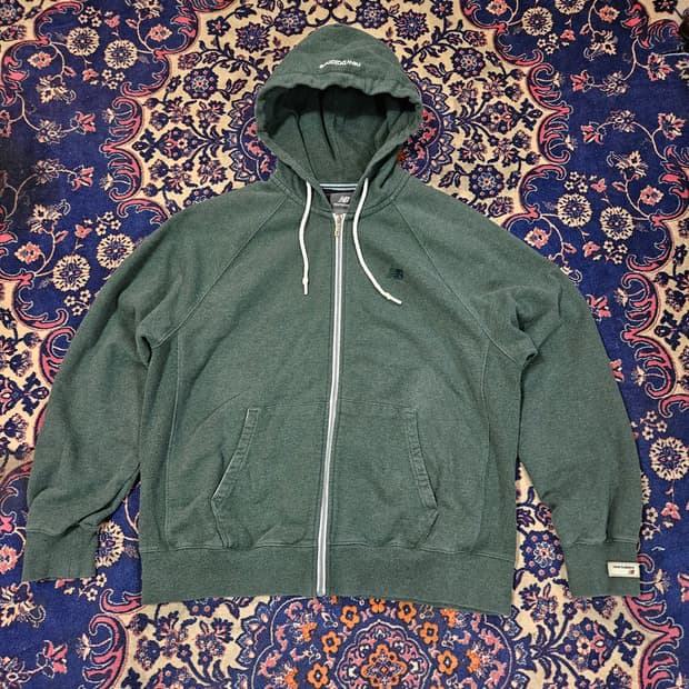 뉴발란스 카키 스몰로고 후드집업 자켓 XL size