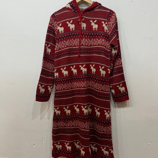 Olive de 노르딕 니트 후디 원피스 Made in JAPAN